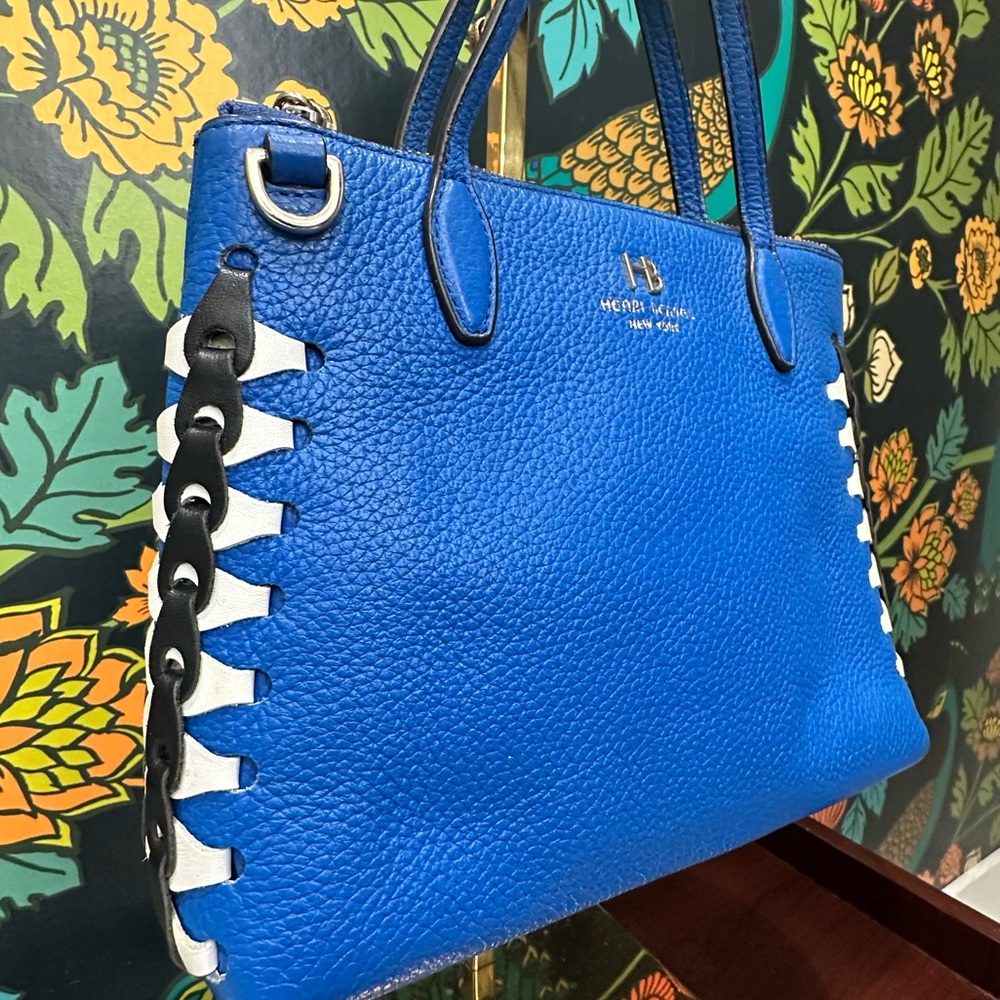 Henri Bendel West 57th Top Handle Satchel in Cobalt Blue Whipstitch Leather - Picture 4 of 16